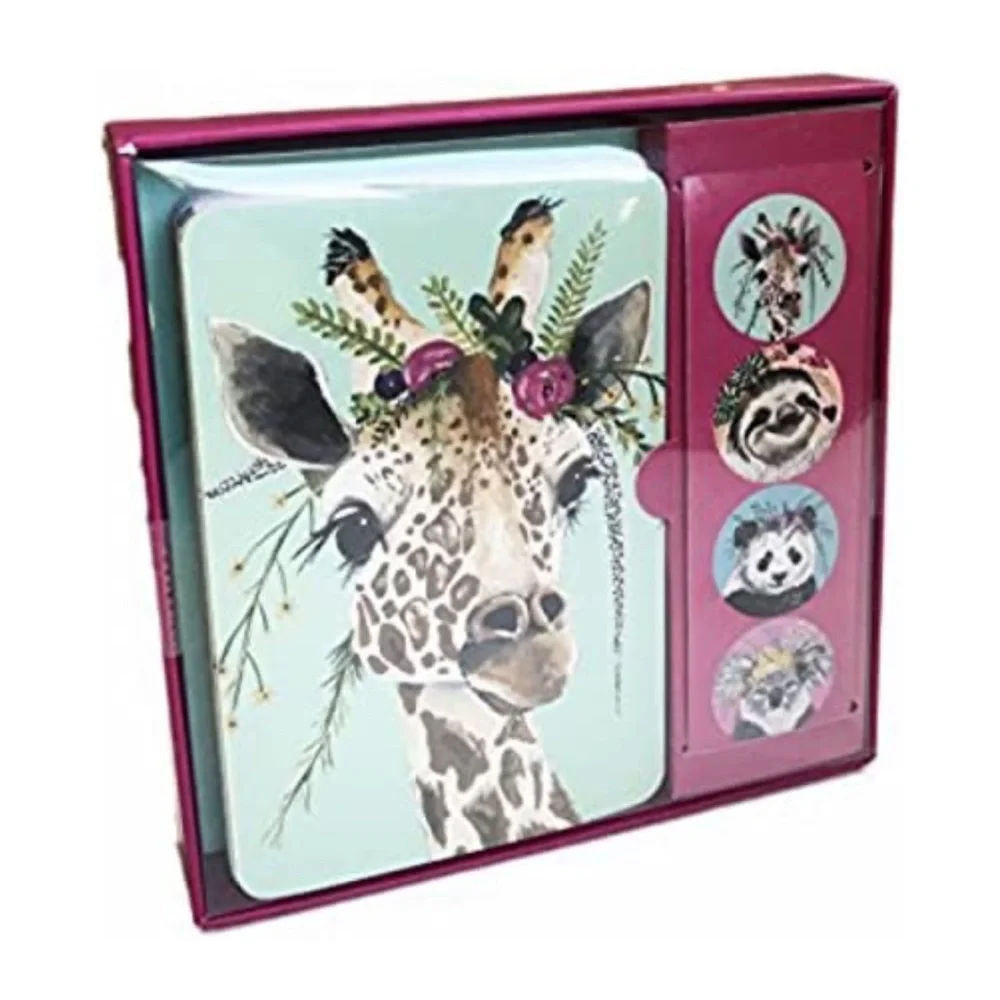 OCS Flower Crown Friends Window Boxed Note Cards with Stickers (NCS08), 12 ct